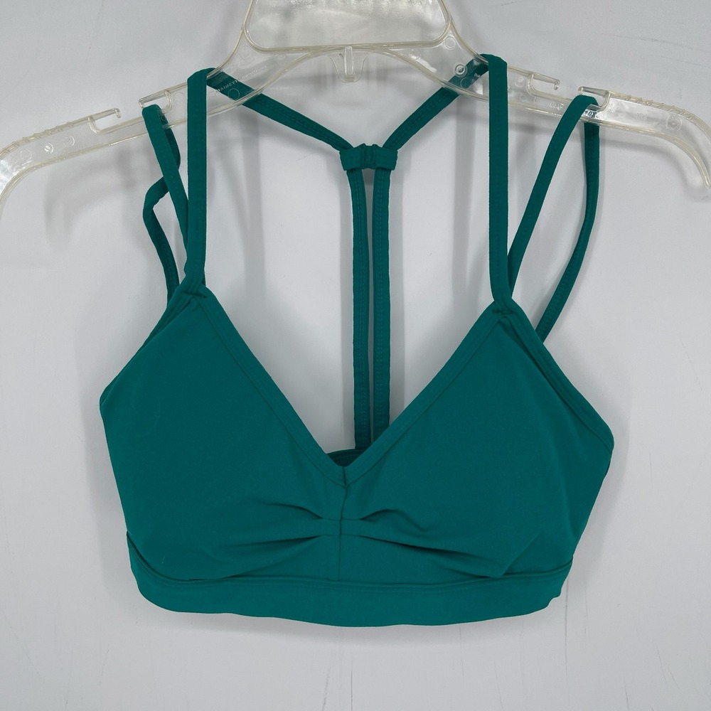 Fabletics Women's Green Strappy Racerback Gym Workout Kimberly Sports Bra Size S